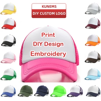 Бейсболка с Губчатым Логотипом KUNEMS Custom для Женщин и Мужчин DIY Print Sun Hat С Пользовательской Вышивкой Text Design Trucker Mesh Hat Унисекс
