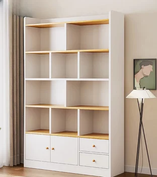 Белая полка напольный бытовой книжный шкаф многослойный настенный шкаф для хранения в гостиной