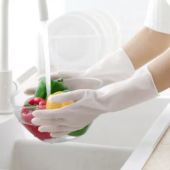 Белые перчатки из ПВХ, многоразовые Водонепроницаемые латексные перчатки без порошка для домашней кухни, лабораторные перчатки для уборки