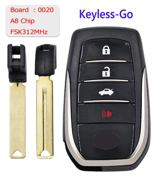 Бесключевой доступ 3 + 1 кнопка fsk312 МГц Дистанционный ключ A8 с чиповой платой: 0020 TOY12 для Toyota 2015-2018 Camry