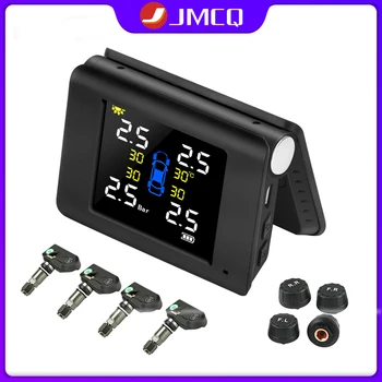 Беспроводная интеллектуальная система контроля давления в автомобильных шинах JMCQ TPMS, работающая на солнечной энергии, светодиодный дисплей со встроенным или внешним 4 датчиками