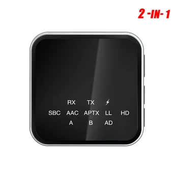 Беспроводной аудиоадаптер Bluetooth 5.2, приемопередатчик-приемник 2 в 1, режим TX RX, Aptx LL, AAC, SBC Со встроенным микрофоном