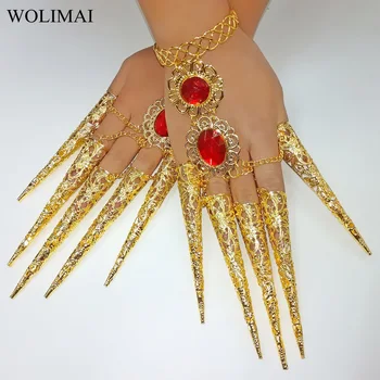 Болливудские Аксессуары для ногтей Браслеты для танца живота Тысячи Рук Индийская Танцевальная одежда Танцевальные браслеты Золотые Индийские украшения