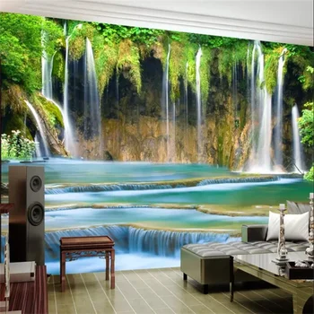 большие обои wellyu на заказ 3D фотообои water wealth водопад стерео декорации гостиная ТВ фон обои фреска