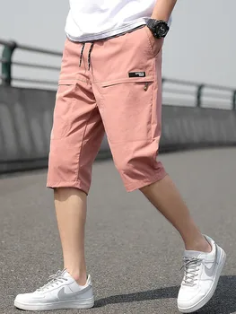 Большие размеры, Летние брюки-капри, мужские дышащие Крутые Короткие спортивные штаны длиной до икр, Свободные повседневные укороченные брюки 8XL