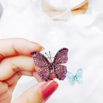 Броши-бабочки со стразами для женщин, унисекс, 2-цветные насекомые, Свадебные офисные броши, булавки, подарки