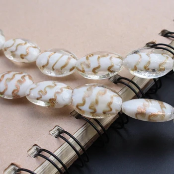 Бусины с овальной волной Аксессуары для изготовления ювелирных изделий Стеклянные браслеты ручной работы Принадлежности Lampwork White Diy Perles Mix Bijoux
