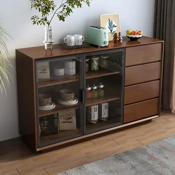 Буфетный шкаф Nordic из массива дерева, современный и минималистичный бытовой шкаф для хранения камней, винный шкаф небольшого размера, многофункциональный