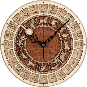 Венецианские астрономические деревянные часы, Креативные настенные кварцевые часы для гостиной, Двенадцатый гороскоп, Большие часы, Немое искусство, Декоративные