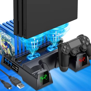 Вертикальная подставка BEBONCOOL для PS4, модернизированная охлаждающая подставка для консоли PS4/PS4 Slim /PS4 Pro, док-станция для зарядки с двойным контроллером для PS4