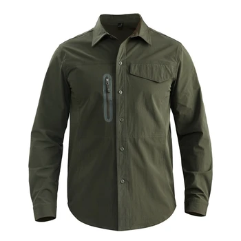 Весенне-осенняя мужская рубашка-поло карго с длинным рукавом, мужская повседневная модная хлопковая рубашка, мужские топы с военной вышивкой Tactic 2023