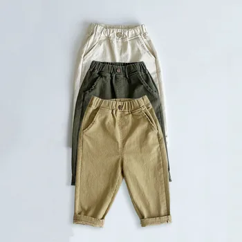 Весенние детские брюки 2023, однотонные брюки для мальчиков, Модные детские кроссовки, Короткие детские джинсы, Одежда для маленьких мальчиков