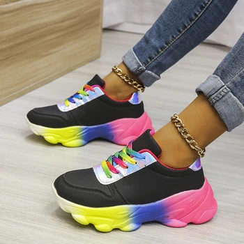 Весна 2023, женские кроссовки для бега, Летняя женская спортивная обувь, разноцветная Удобная обувь, кроссовки на платформе большого размера