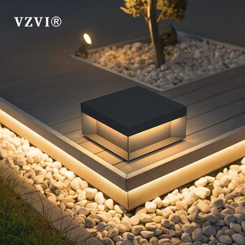 Вилла VZVI Водонепроницаемый Солнечный Открытый Сад Газон Лампа Колонна Головной Свет LED Внутренний Двор Ландшафтное Украшение Забор Ворота Столб Огни