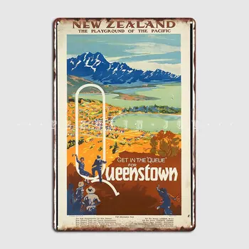 Винтажные рекламные плакаты для путешествий в Квинстауне, Новая Зеландия, Плакат с металлической табличкой, паб, Гараж, Жестяные вывески на заказ.