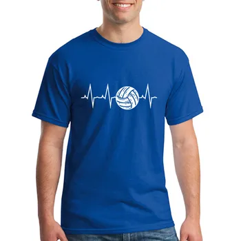 Волейбольные рубашки Heartbeat В качестве забавных идей для волейбольного подарка, летняя новая мужская футболка с круглым вырезом, футболка из 100% хлопка, оверсайз