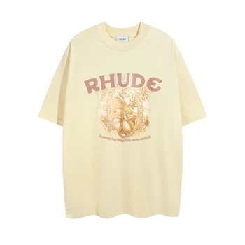 Высококачественная футболка Rhude для мужчин и женщин, винтажная футболка, топы, футболка в стиле хип-хоп