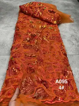 Высококачественные Популярные бусины + Дискоидная ткань с вышивкой, Французская Сетчатая пряжа, Африканская Нигерийская ткань Fabirc Для свадебных вечерних платьев