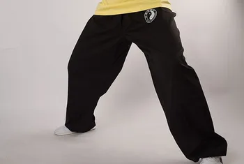 высококачественные унисекс хлопковые брюки тай-чи тайцзи кунг-фу боевые искусства брюки шаровары для тайчи ушу черные