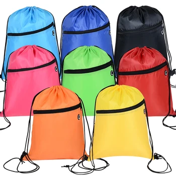 Горячая распродажа, индивидуальные сумки на молнии из полиэстера с завязками, уличный мягкий спортивный рюкзак