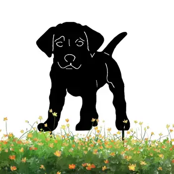 Декор в виде силуэта черной собаки, колья для животных для декора газона, Износостойкий акриловый декор в форме собаки для газона и сада во дворе