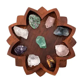 Деревянный поднос с кристаллами, держатель, Камни, эфирные масла для украшения стола