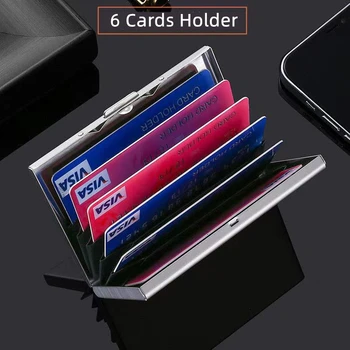 Держатель для 6 карточек, RFID Металлический держатель для визитных карточек, кошельки, Противоугонная сумка, Кошельки, банковские Кредитные Автобусные карты, чехлы, органайзер