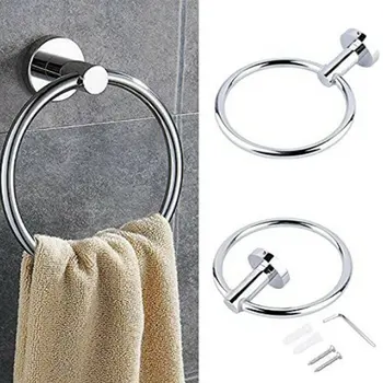 Держатель для полотенец из нержавеющей стали с матовой черной отделкой, Настенные круглые кольца для полотенец, Вешалка для полотенец для аксессуаров для ванной комнаты