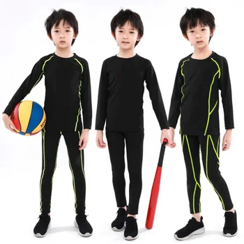 Детская баскетбольная одежда, колготки, тренировочная одежда, весенне-осенний костюм с длинными рукавами, спортивная беговая дорожка для мальчиков, Быстросохнущая основа для футбола