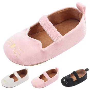 Детская обувь Демисезонный Предходчики для малышей New Cute Cat Для новорожденных девочек First Walkers Дышащая Удобная обувь на плоской подошве