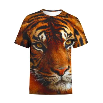 Детская футболка с изображением тигра и животных, Летние детские игровые футболки с изображением тигра для мальчиков и девочек, подростковые футболки с изображением животных, детская футболка с изображением животного и тигра
