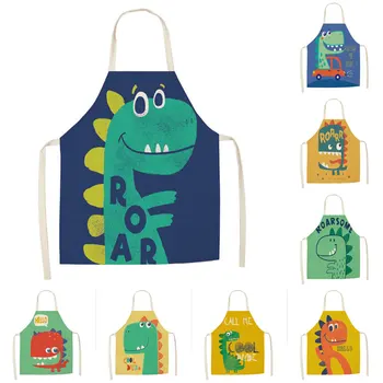 Детский мультяшный фартук с динозавром, нагрудник для приготовления ужина, фартук с забавным рисунком динозавра, фартук для уборки кухни, фартук от грязи