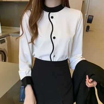 Дешевая оптовая продажа 2021 весна лето осень новая модная повседневная шифоновая женская рубашка женская OL рубашка с длинным рукавом Vy1301