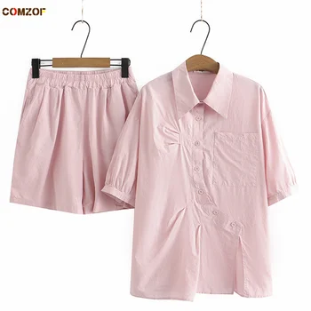 Дизайнерская футболка неправильной формы + Широкие Шорты Для Женщин, Летний Комплект из двух предметов, Свободная Модная Подходящая одежда Conjuntos Curtos XL-4XL