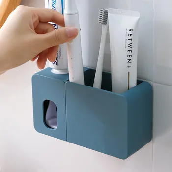 Дозатор зубной пасты 2 В 1 С держателем для зубной щетки, Настенное крепление, Автоматическая Соковыжималка для зубной пасты, Органайзер для ванны, Аксессуары для ванной комнаты