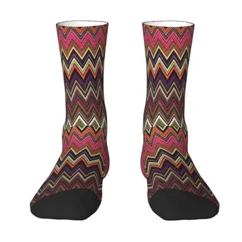 Домашние зигзагообразные многоцветные носки для мужчин и женщин, теплые модные камуфляжные носки для экипажа в стиле бохо