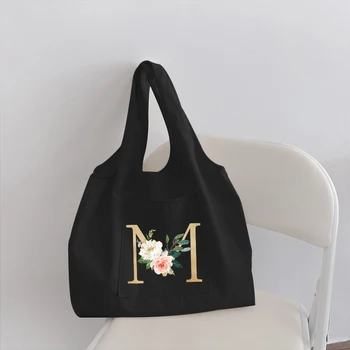 Женская модная сумка-тоут, студенческая сумка через плечо, буква, начальное название, узор, бежевая холщовая сумка-тоут, Новая сумка для покупок, Пригородная сумка