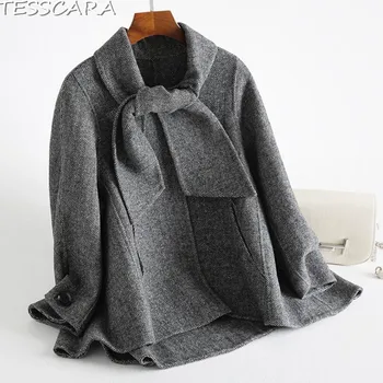 Женская осенне-зимняя полушерстяная базовая куртка TESSCARA, пальто, женские кашемировые куртки, пальто, Элегантная офисная верхняя одежда и пальто для будущих мам