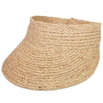 Женская плетеная соломенная шляпа с открытым верхом, складная бейсбольная шляпа с широкими полями, пляжный бейсбол