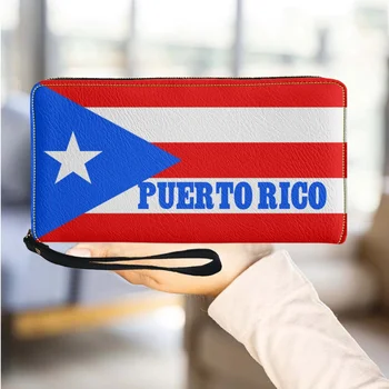 Женская сумочка с рисунком флага Пуэрто-Рико, женские кошельки для путешествий, повседневный держатель для карт из искусственной кожи, многофункциональный чехол для мелочи для девочек