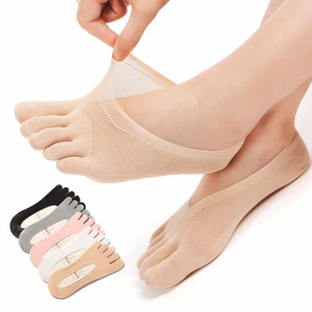 Женские летние носки с пятью пальцами, ультратонкие носки-невидимки с забавным носком Sokken с силиконовым противоскользящим дышащим антифрикционным покрытием, прямая поставка