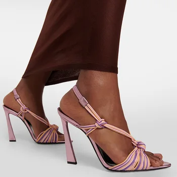 Женские сандалии IPPEUM 2023, Брендовая дизайнерская обувь на высоком каблуке, розовые летние платья с открытым носком на каблуках