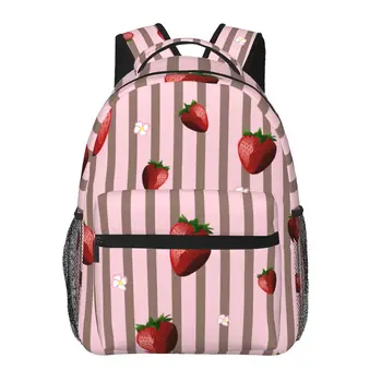 Женский рюкзак с милой клубникой и полосками, модная сумка для женщин, мужская школьная сумка, сумка для книг Mochila
