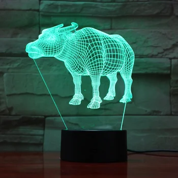 Животные Буйвол Крупный Рогатый Скот Корова 3D Лампа LED USB Настроение Исчезает Ночник Многоцветный Сенсорный или Дистанционный Светильник Для Пеленания Home Decor740
