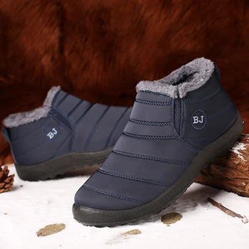 Зимняя обувь для мужчин, ботинки, зимние кроссовки без застежки на теплом меху, мужские зимние ботинки, водонепроницаемые ботильоны, мужская обувь Chaussure Homme