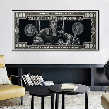 Знаменитый Тони Монтана со шрамом на холсте, классический постер фильма 