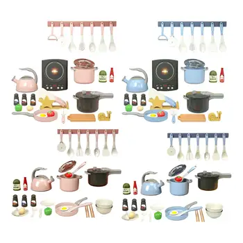 Имитация кухни для детей с реальными звуками и светом с кастрюлями и сковородками, мини-посуда для ролевых игр и инструмент для приготовления пищи для детей