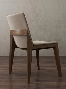 Индивидуальный обеденный стул из массива дерева в скандинавском стиле, современное Простое Домашнее кресло из натуральной кожи, Льняное Кресло, Стул для отдыха, Табурет для магазина чая с молоком