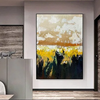 Картина маслом ручной работы, ручная роспись на холсте с абстрактными пейзажами, художественное оформление стен в гостиной, спальне