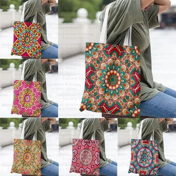 Квадратные сумки богемного богатого великолепного стиля, удобные и экологически чистые многоразовые портативные женские холщовые сумки-тоут, сумочка